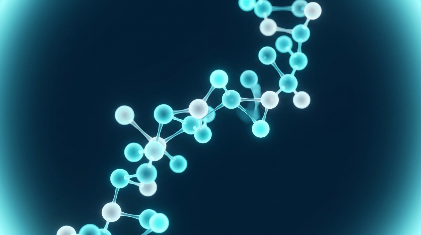 Scientific visualisation of an amino-acid chain forming a peptide