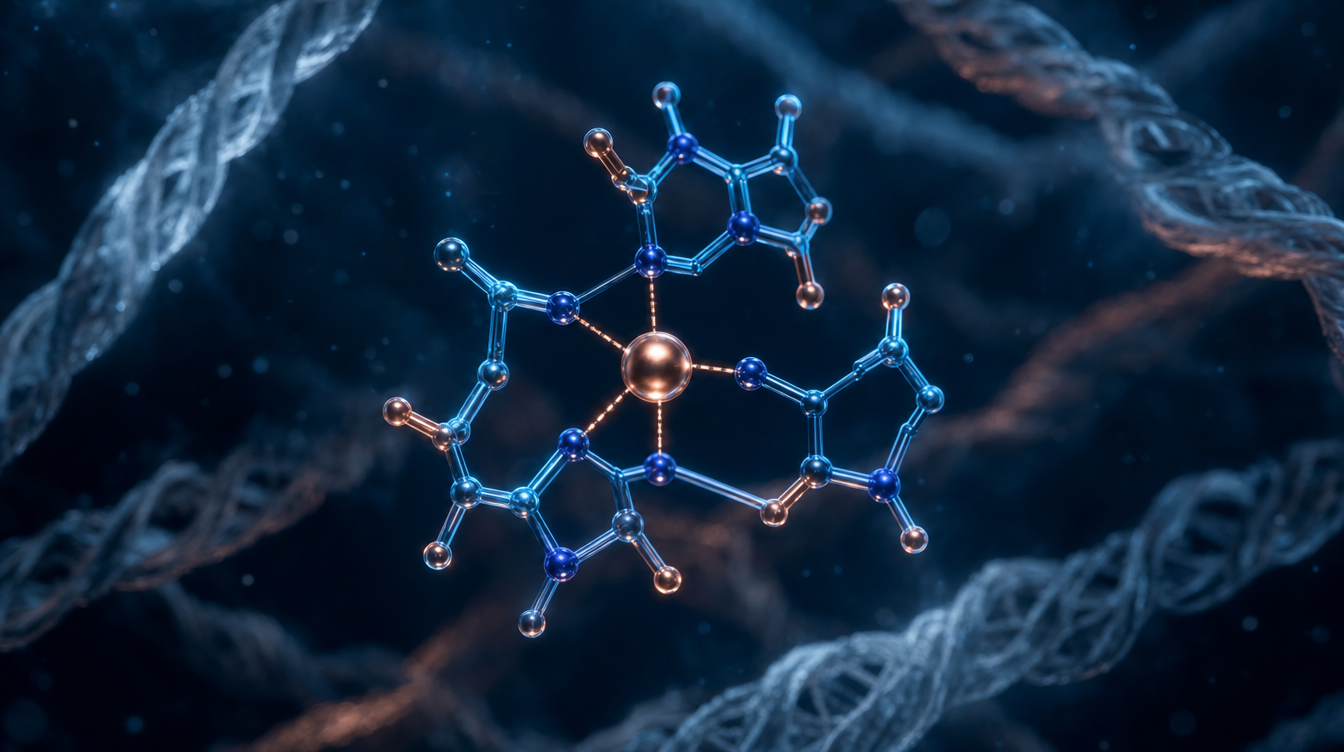 Research peptide vial with a cyan verified glow — GHK-Cu quality and COA
