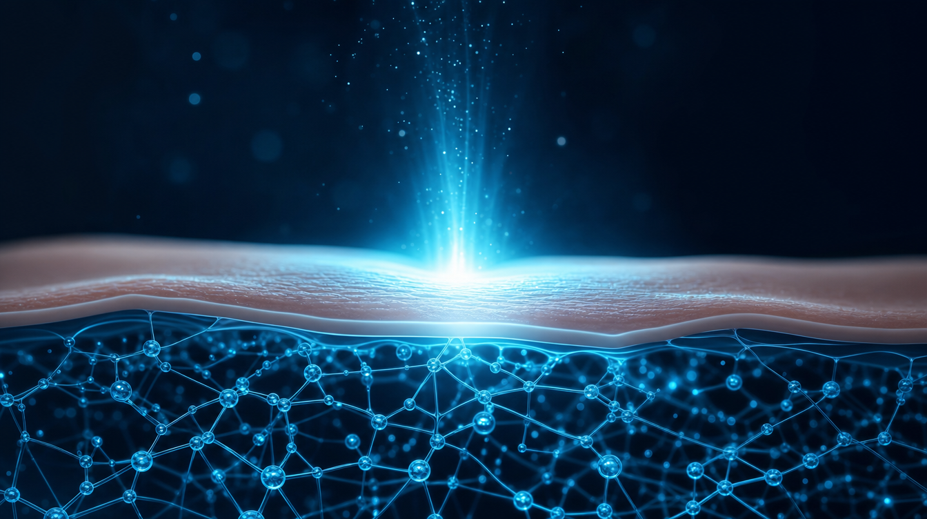 Cyan visualisation of combined skin peptides — Glow blend research