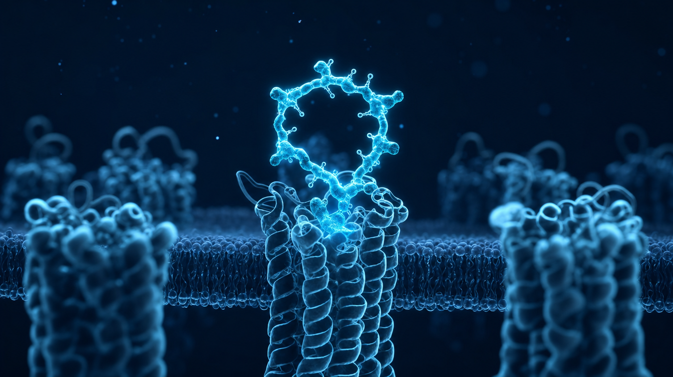 Cyan visualisation of a cyclic peptide and melanocortin receptor — Melanotan 2 research
