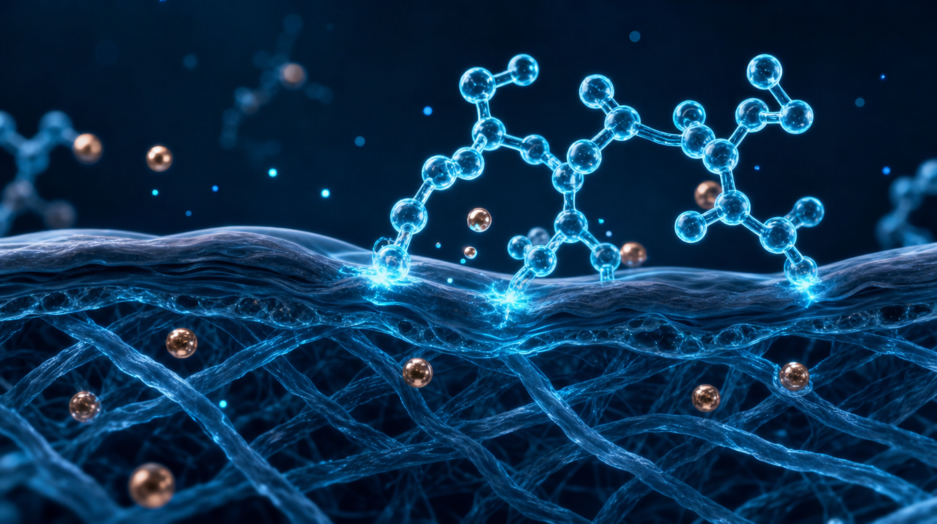 Cyan visualisation of skin peptides in a cosmetic serum — peptide serum
