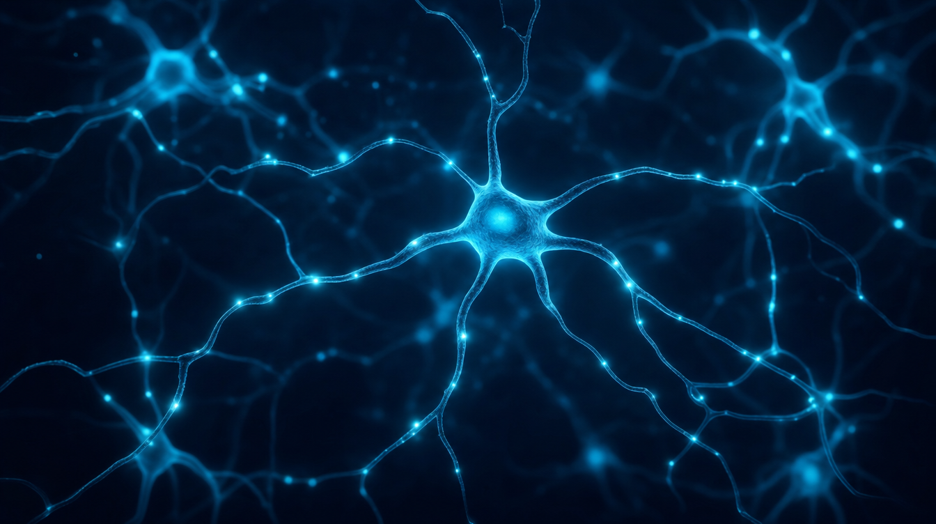 Cyan visualisation of a heptapeptide and neural signalling — Selank research