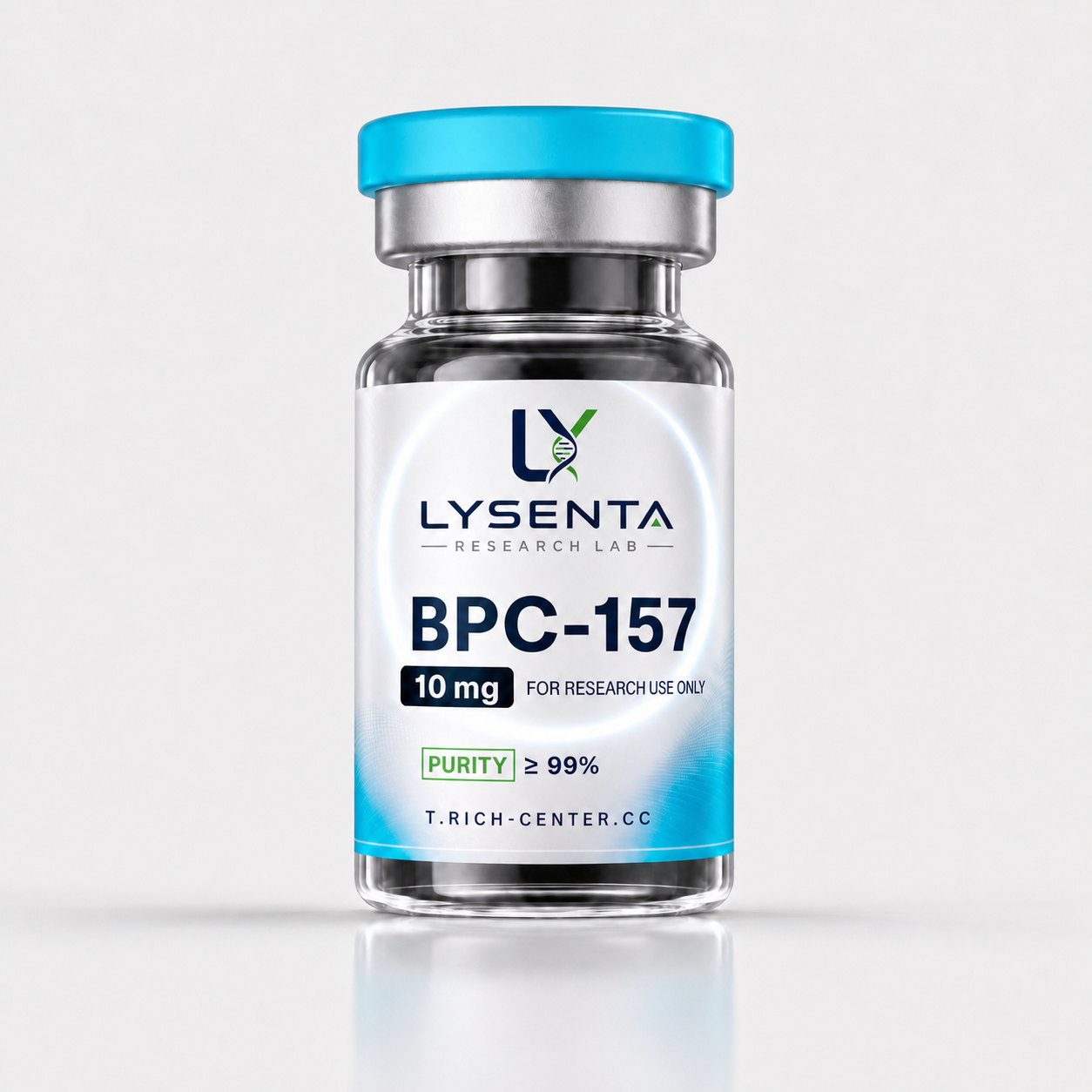 BPC-157 10 mg research-grade peptide vial with Janoshik laboratory certificate — LYSENTA