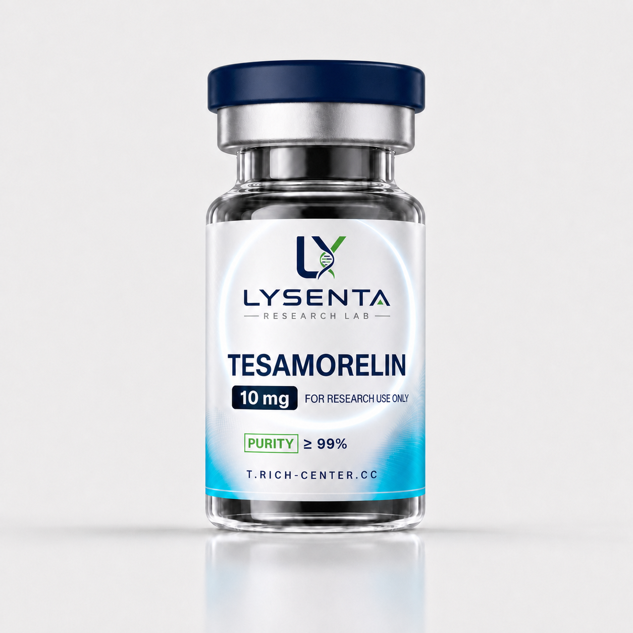 Tesamorelin 10 mg GHRH analogue research peptide vial with laboratory certificate — LYSENTA